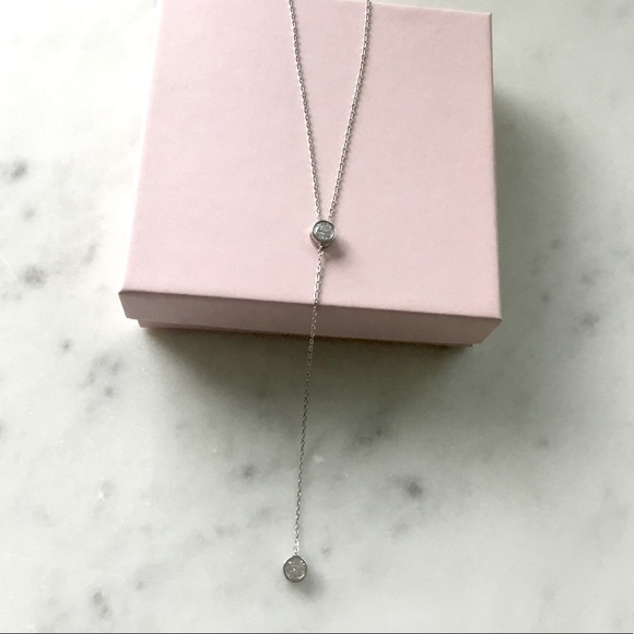 Sterling Silver RP Cz Drop Necklace - Picture 3 of 15